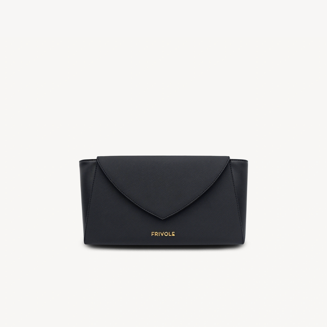 Sac un Brin Désinvolte Frivole en coloris noir, design minimaliste et élégant, sur fond blanc